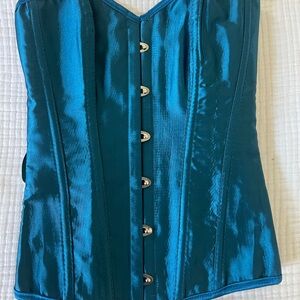 Teal Satin Corset Top